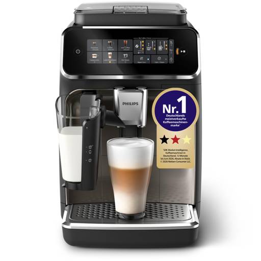 Philips LatteGo 3300 Kaffeevollautomat, Schwarz-Chrom – Produktansicht 1