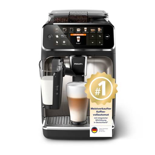 Philips Series 5400 Kaffeevollautomat – LatteGo Milchsystem, 12 Kaffeespezialitäten, Intuitives Display, 4 Benutzerprofile, Chrom (EP5447/90)